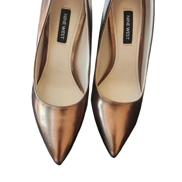 NWOB Nine West Trendz 3 Pump Heel Size 6M Rose Gold Pointed Toe Slip On Women's - Picture 6 of 12